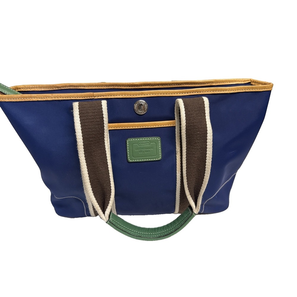 Vtg Coach Mini Tote Hamptons Blue Green Brown‎ #6261  arly 2000's Preppy Vaca - Picture 3 of 16